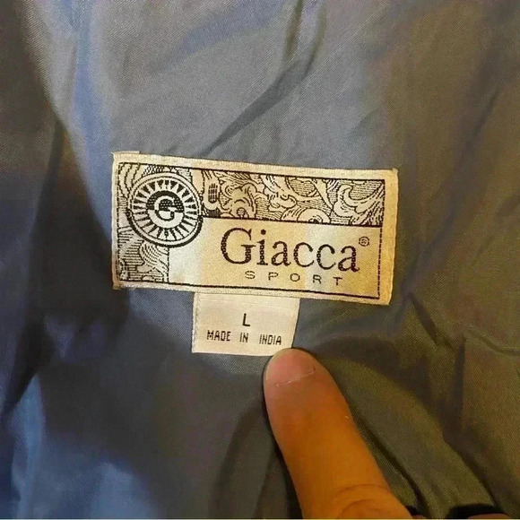 VGT GIACCA Jacket Hooded Front Pockets Drawstring Waist Light Blue Size L - Picture 11 of 16